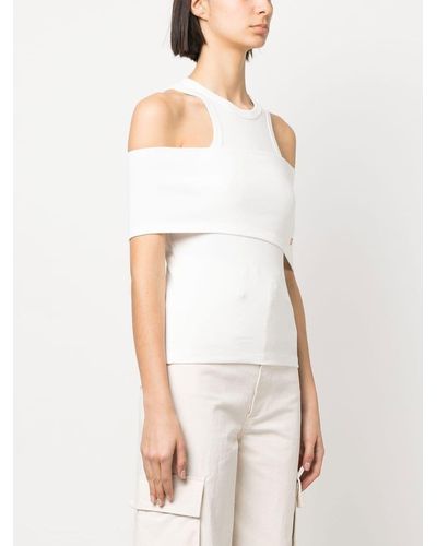 RECTO. Cut-Out Fine-Ribbed Top - White