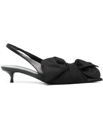Balenciaga 40Mm Bow Leather Court Shoes - Black