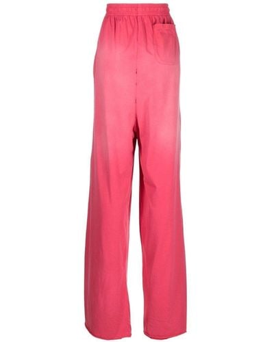Vetements Logo-Embroidery Cotton Track Pants - Pink
