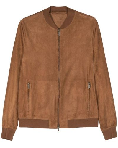 Salvatore Santoro Suede Bomber Jacket - Brown