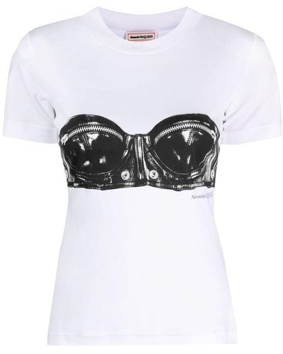 Alexander McQueen Bra-Print T-Shirt - White