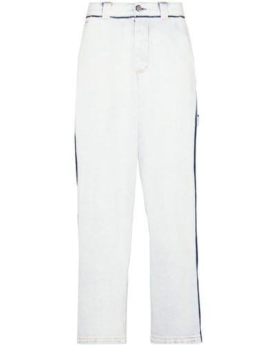 Maison Margiela Contrasting-Trim Mid-Rise Wide-Leg Jeans - White