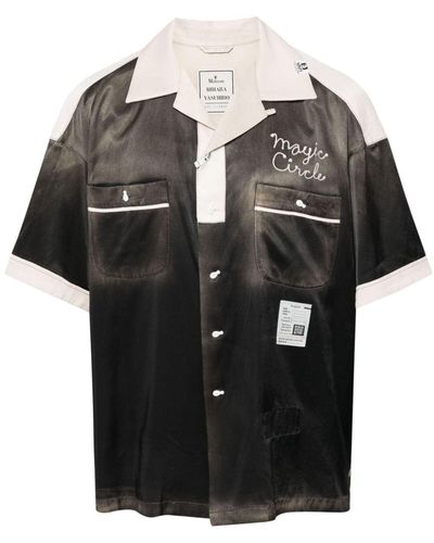 Maison Mihara Yasuhiro Bowling Faded-Effect Shirt - Black