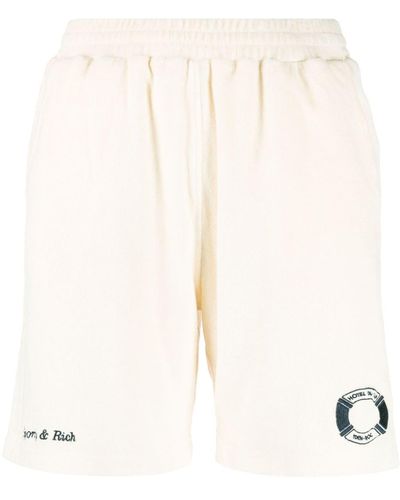 Sporty & Rich Logo-embroidered Cotton Track Shorts - Natural