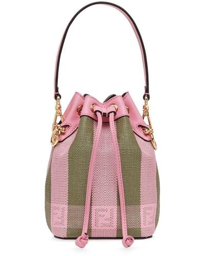 Fendi Mon Tresor Mini Canvas & Leather Bucket Bag - Pink