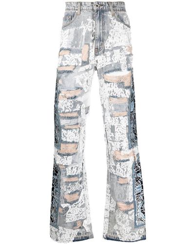 Who Decides War Patchwork Straight-leg Jeans - White