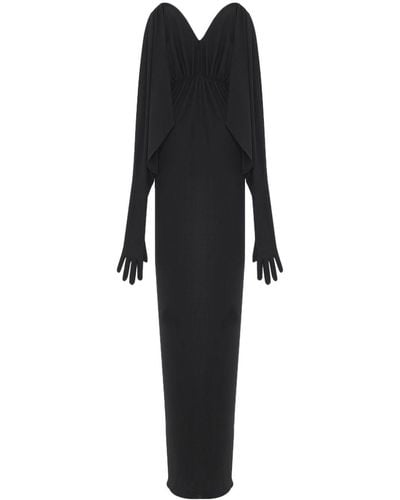 Saint Laurent Strapless Glove-Sleeve Maxi Dress - Black