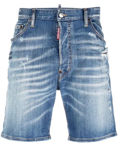 DSquared² Distressed Denim Shorts - Blue