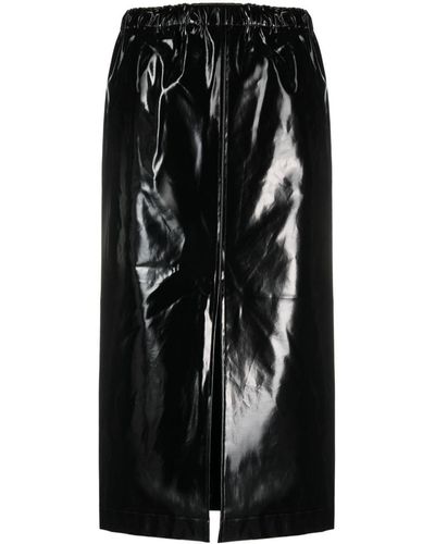 Maison Margiela Four-Stitch Patent Midi Skirt - Black