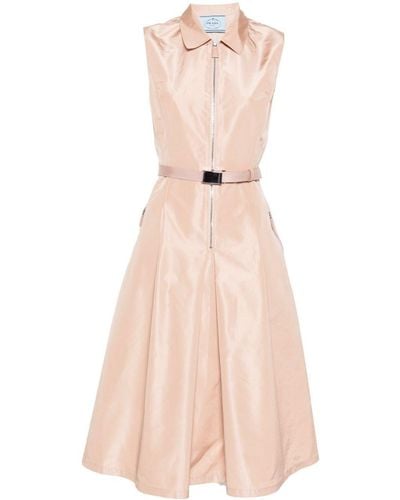 Prada Belted-Waist Midi Dress - Pink