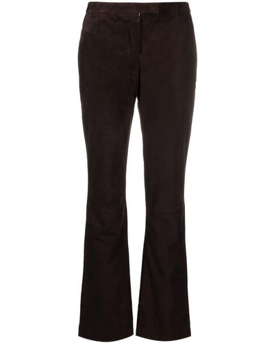 Theory Flared Leather Trousers - Black