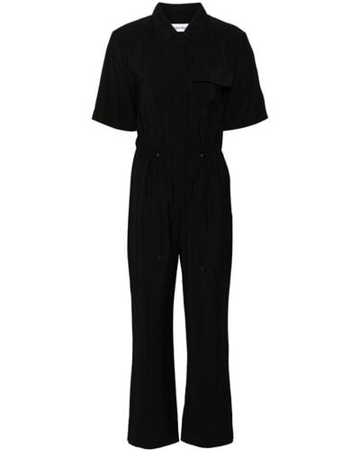 Calvin Klein Textured Buttoned Jumpsuit - Black