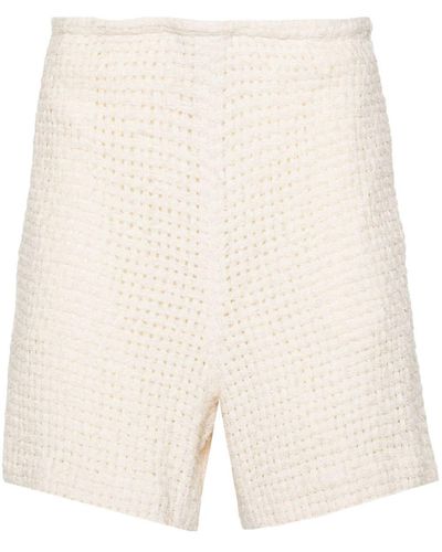AURALEE Drawstring-Fastening Tweed Shorts - Natural