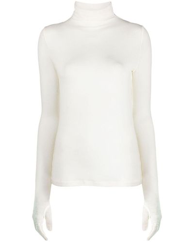 GIA STUDIOS Glove-Sleeved Tencel-Blend Blouse - White