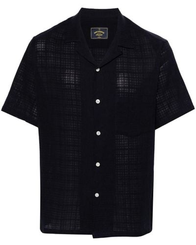 Portuguese Flannel Textured-Finish Camp-Collar Shirt - Black