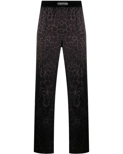 Tom Ford Leopard Print Pajama Pants - Black