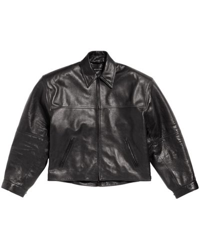 Balenciaga Cocoon Leather Jacket - Black