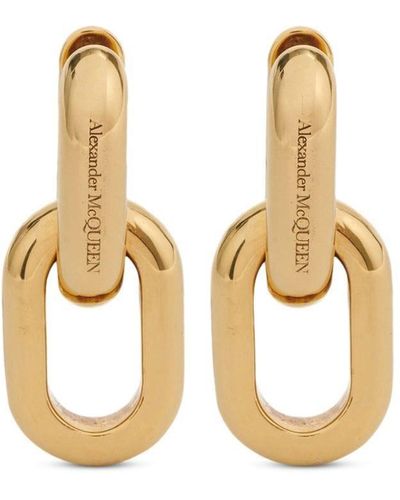 Alexander McQueen Chunky-chain Brass Drop Earrings - Metallic