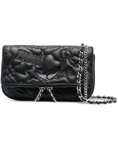 Zadig & Voltaire Embossed-logo Leather Clutch Bag - Black