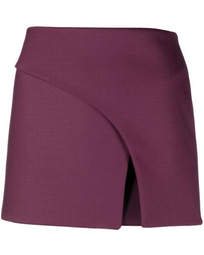 ALESSANDRO VIGILANTE Low-Rise Virgin Wool-Blend Miniskirt - Purple