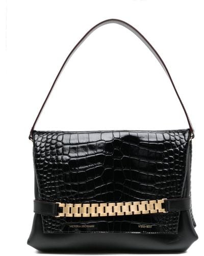 Victoria Beckham Classic Chain Embossed-Crocodile Clutch Bag - Black