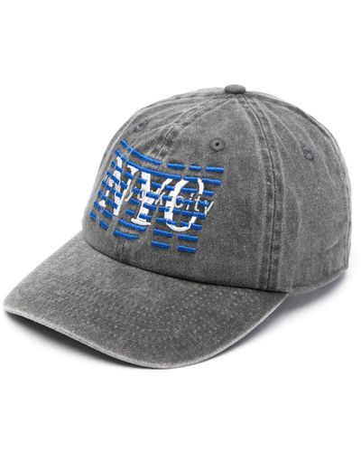 Who Decides War Nyc Logo-Embroidered Stonewashed Cap - Blue