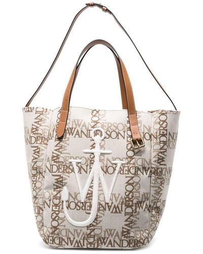 JW Anderson Cabas Logo-Grid Tote Bag - White
