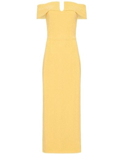 Rebecca Vallance Lumiere Off-Shoulder Midi Dress - Yellow
