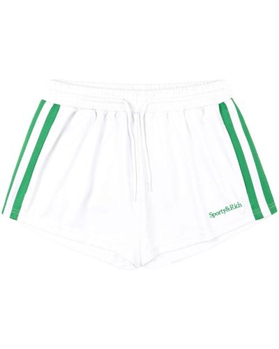 Sporty & Rich Serif Logo-Embroidered Mini Shorts - White