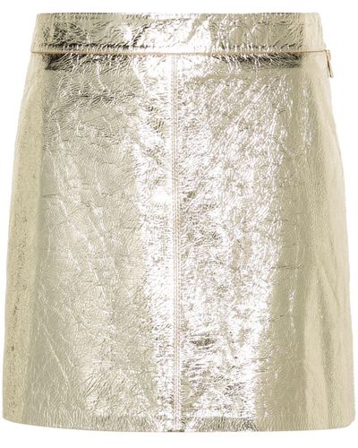 Zadig & Voltaire Jinette Metallic Leather Skirt - Natural