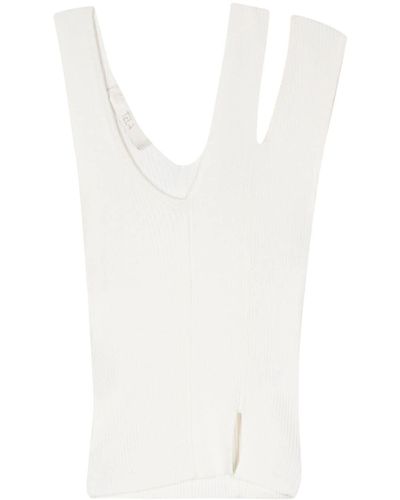Tela Asymmetric Ribbed-Knit Top - White