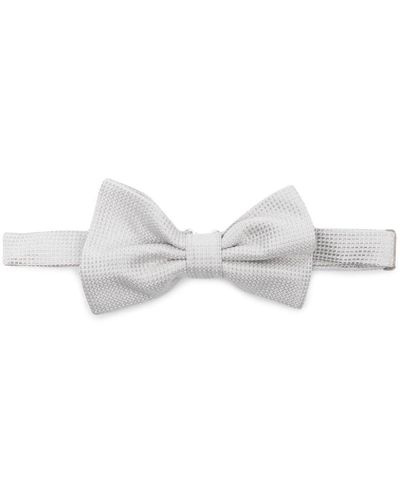 Tagliatore Patterned Jacquard Silk Bow Tie - White
