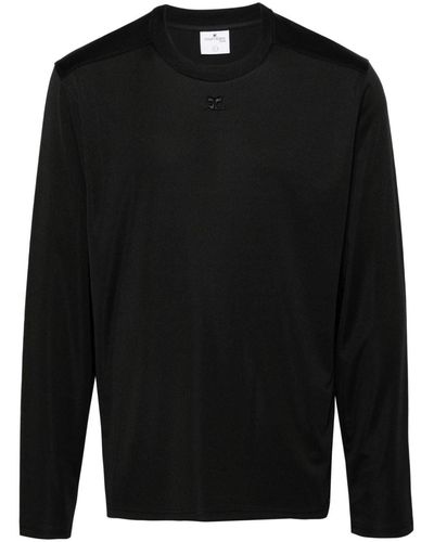 Courreges Logo-Appliqué T-Shirt - Black