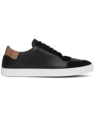 Burberry Vintage Check Panelled Leather Trainers - Black