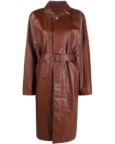 Lemaire Belted Coated-cotton Trench Coat - Brown