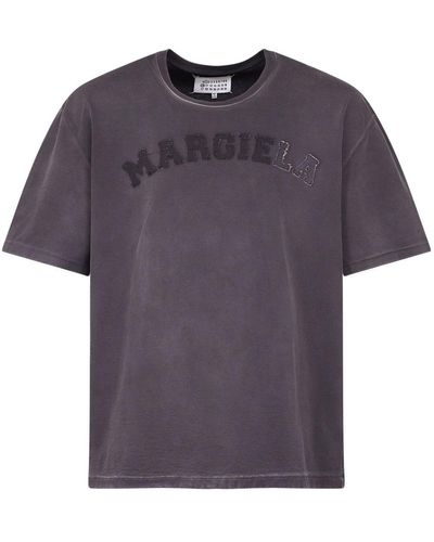 Maison Margiela Logo-Appliqué Cotton T-Shirt - Purple