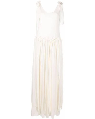Chloé Drop-waist Knotted Crepe Maxi Dress - White