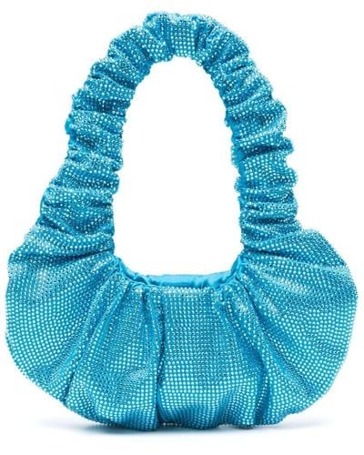 GIUSEPPE DI MORABITO Crystal-Embellished Ruched Tote Bag - Blue