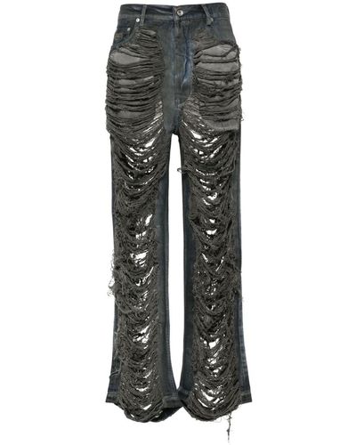 Rick Owens DRKSHDW Distressed Straight Jeans - Grey