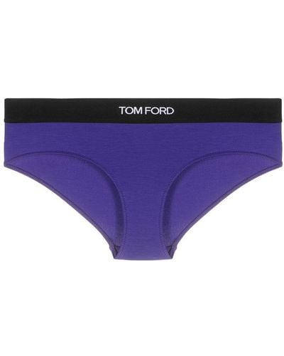 Tom Ford Signature Boy Logo-Band Briefs - Purple