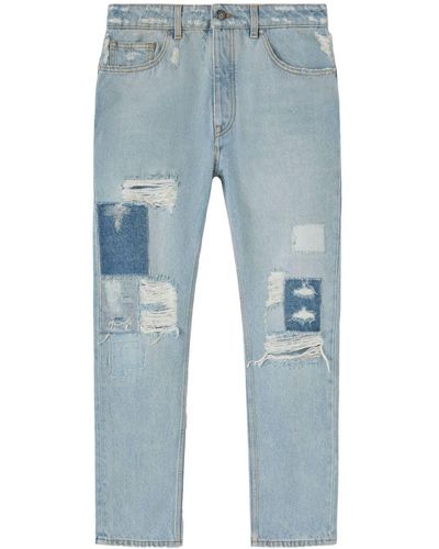 Palm Angels Ripped Straight-Leg Jeans - Blue