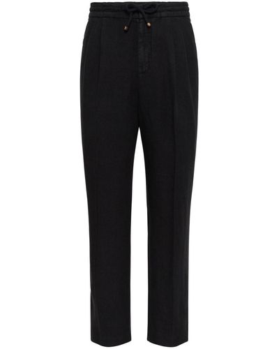 Brunello Cucinelli Straight-Leg Track Trousers - Black