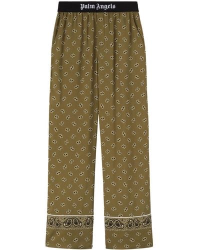 Palm Angels Paisley-Print Straight-Leg Trousers - Green