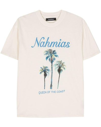 NAHMIAS Logo-Print Cotton T-Shirt - Natural