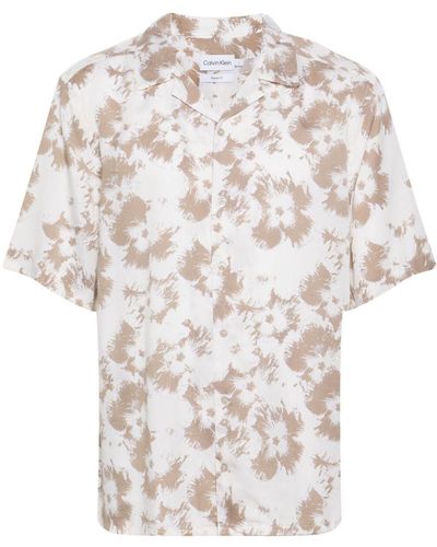 Calvin Klein Floral-Print Lyocell Shirt - White