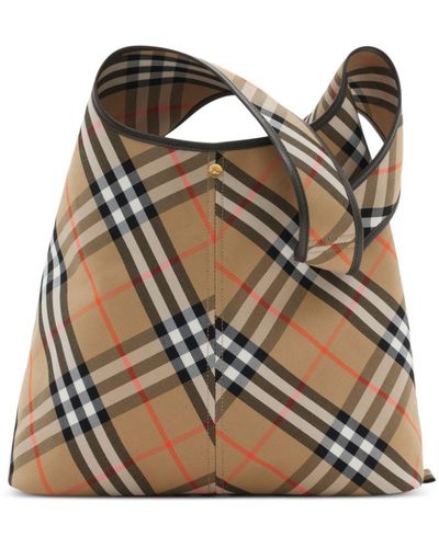 Burberry Check Large Shoulder Bag in Natural Lyst UK