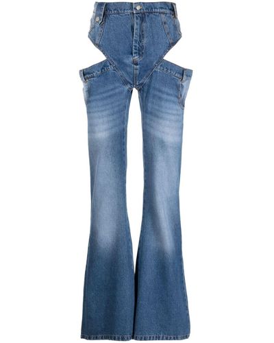 Egonlab Cut Out-Detail Cotton Jeans - Blue