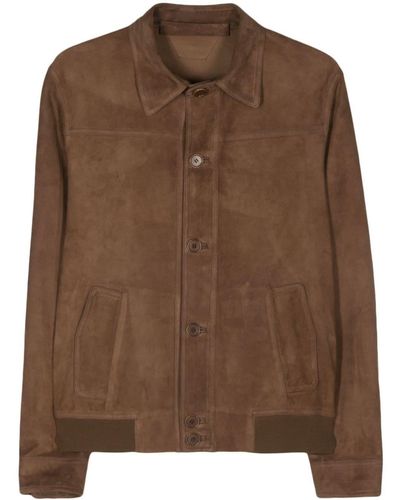 Salvatore Santoro Button-Up Suede Jacket - Brown