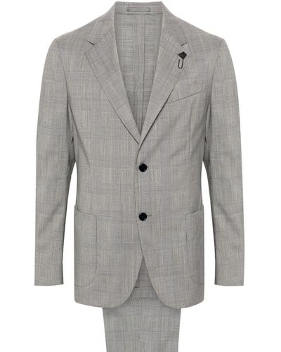 Lardini Prince-Of-Wales-Check Wool Suit - Grey