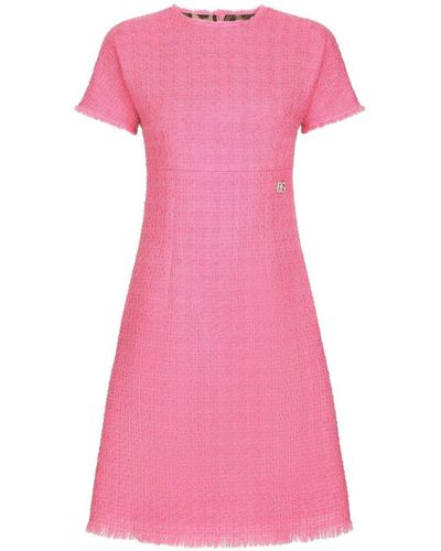Dolce & Gabbana Rachel Tweed Midi Dress - Pink